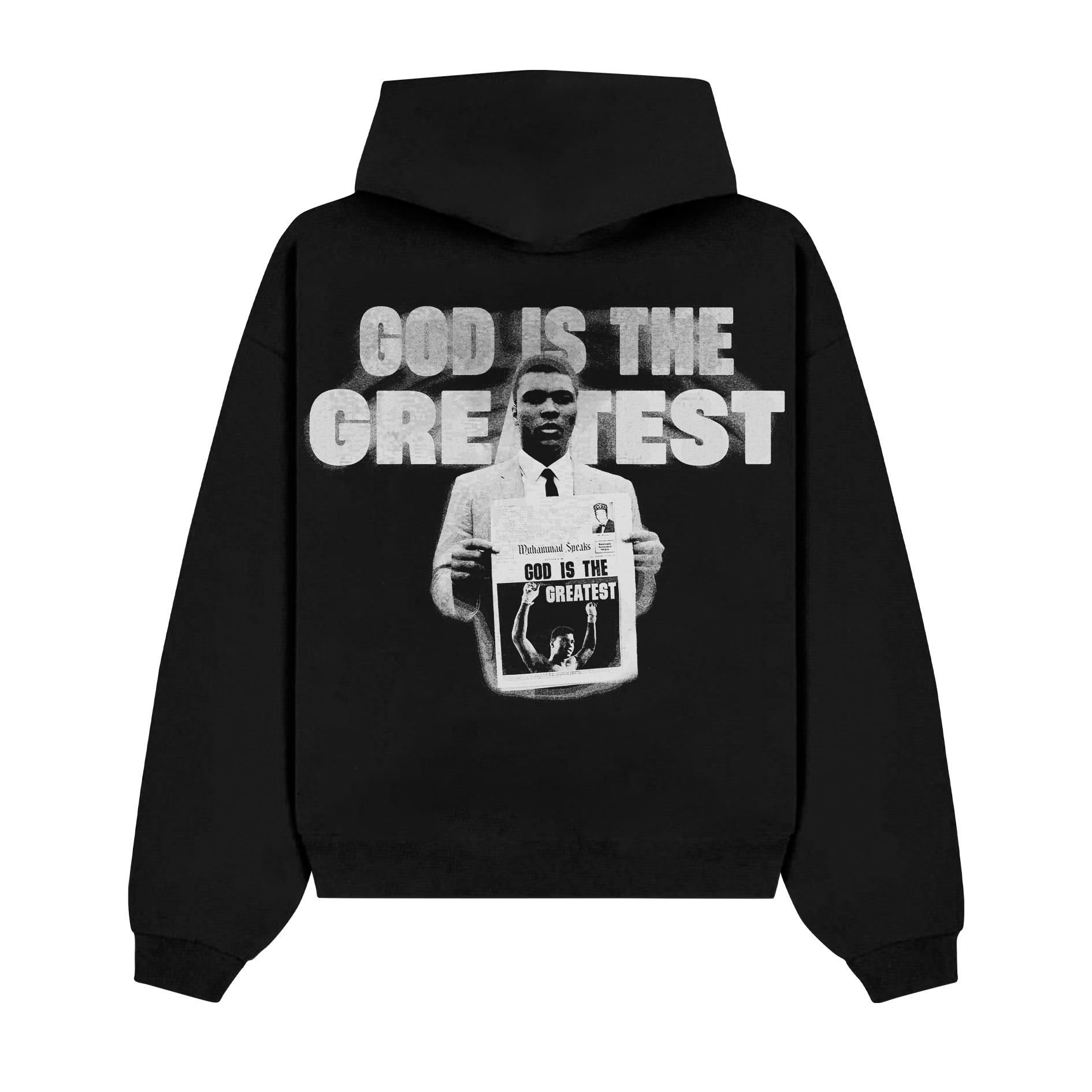 MUHAMMAD ALI BLACK HOODIE OVERSIZED
